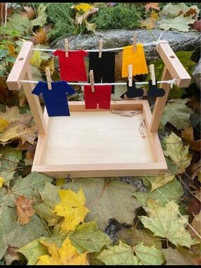 Wooden Mini Clothesline Toy For Fine Motor Skills For Toddlers And Preschool Kid